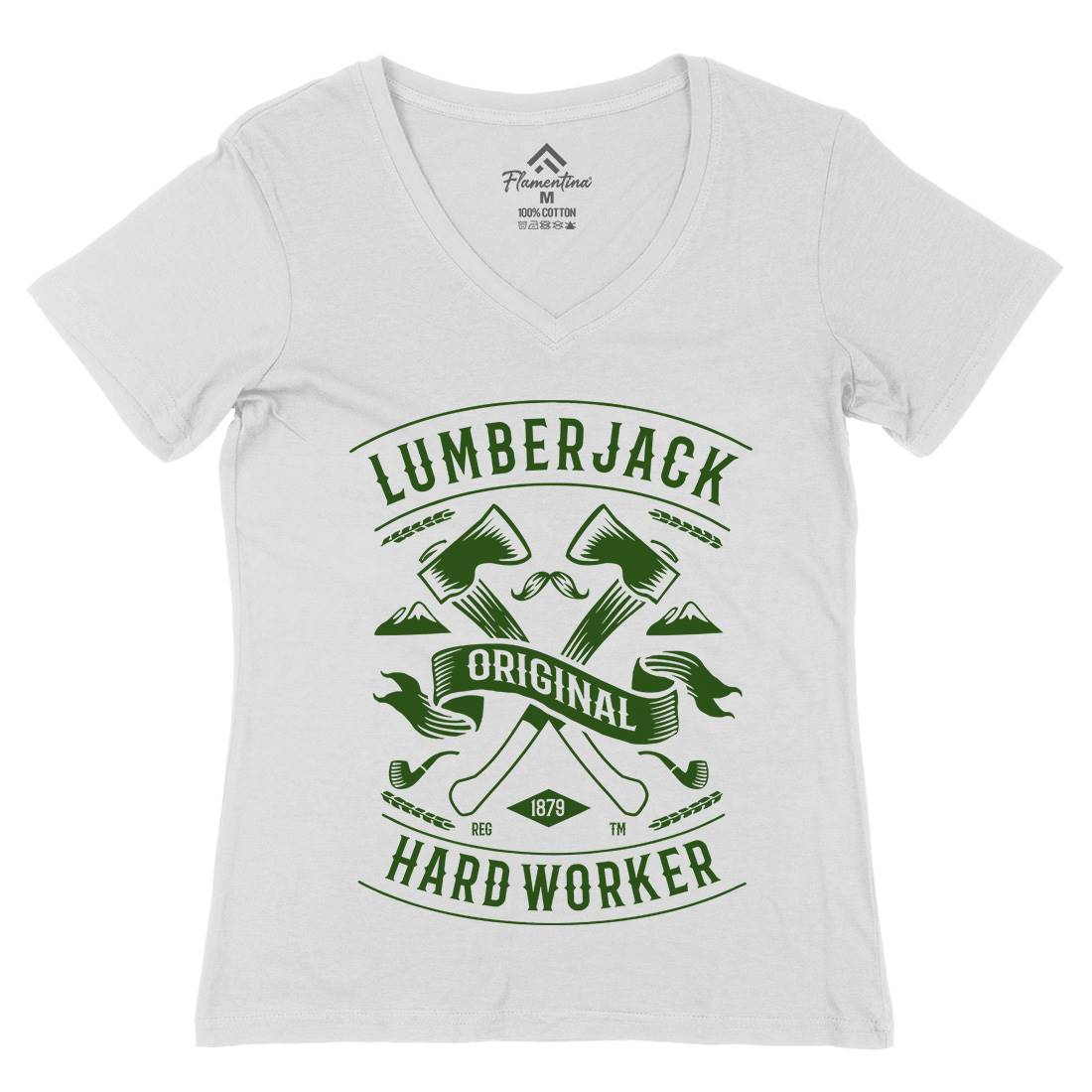 Lumberjack Womens Organic V-Neck T-Shirt Retro B229