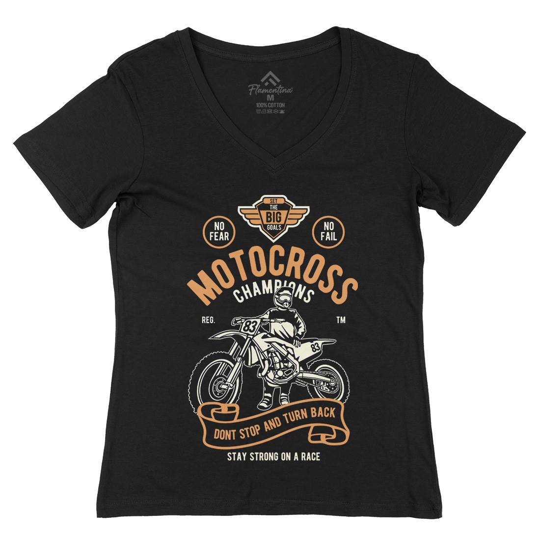 Motocross Champions Womens Organic V-Neck T-Shirt Motorcycles B230