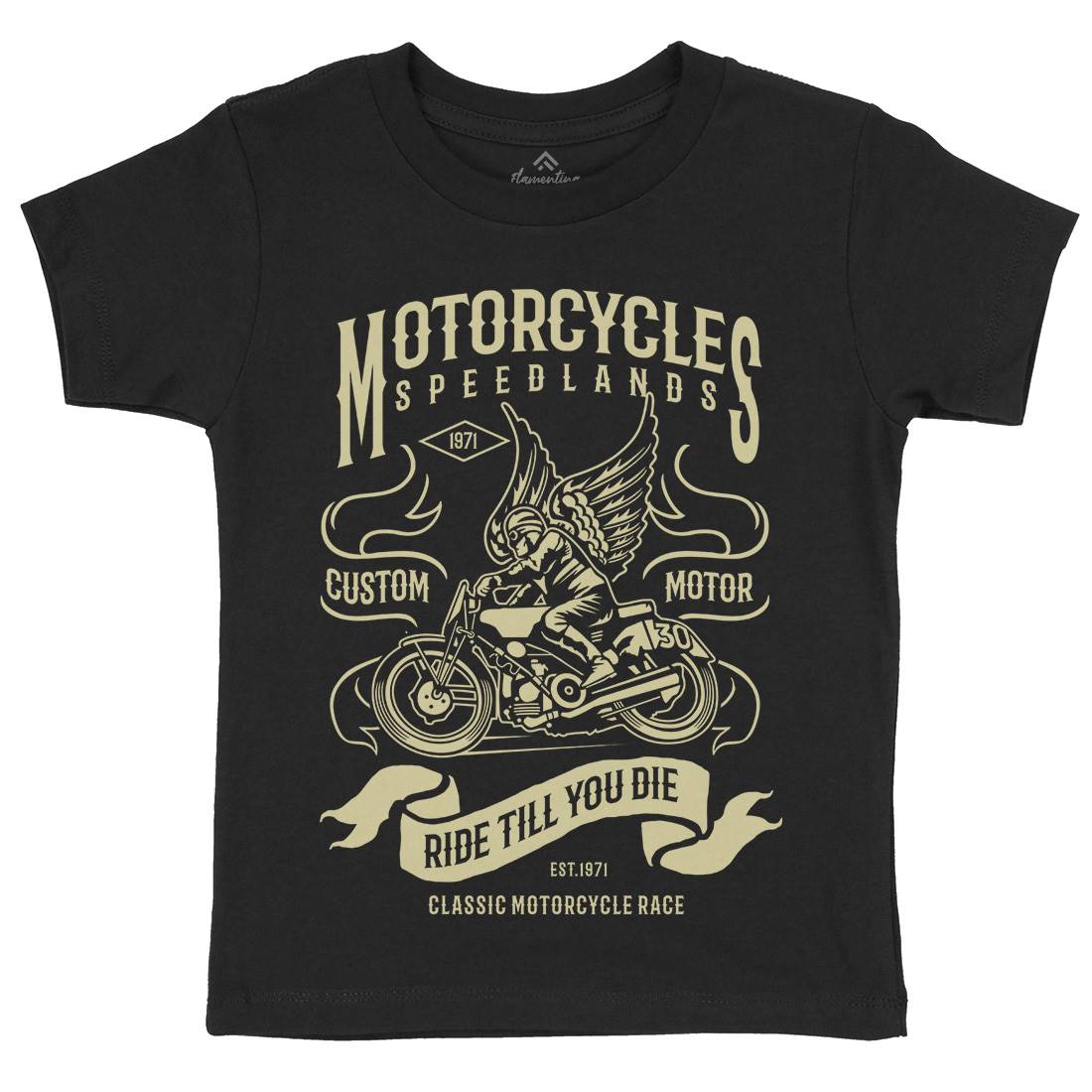Speed Lands Kids Organic Crew Neck T-Shirt Motorcycles B232