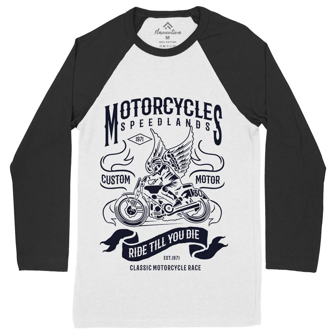 Speed Lands Mens Long Sleeve Baseball T-Shirt Motorcycles B232