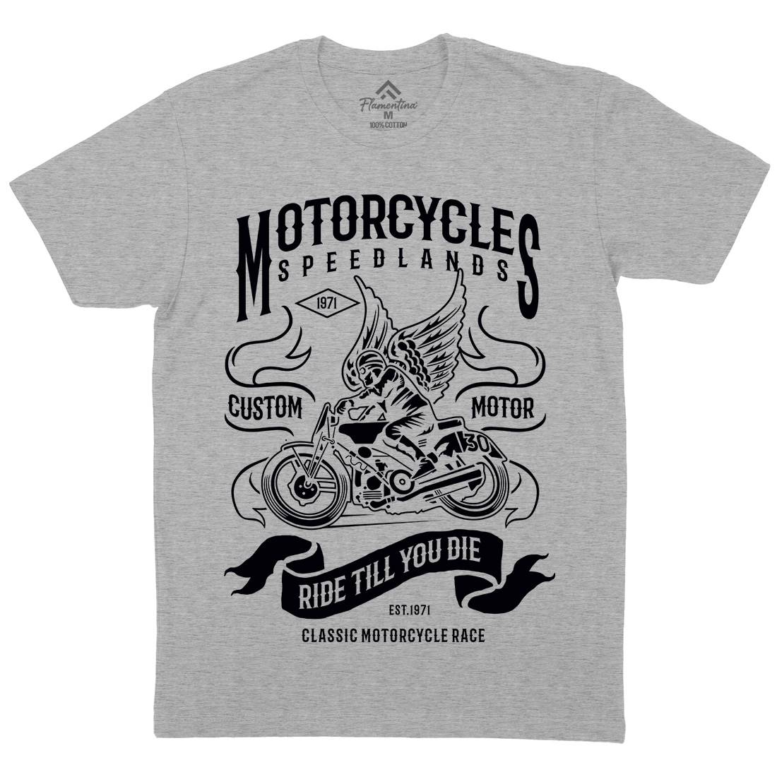 Speed Lands Mens Organic Crew Neck T-Shirt Motorcycles B232