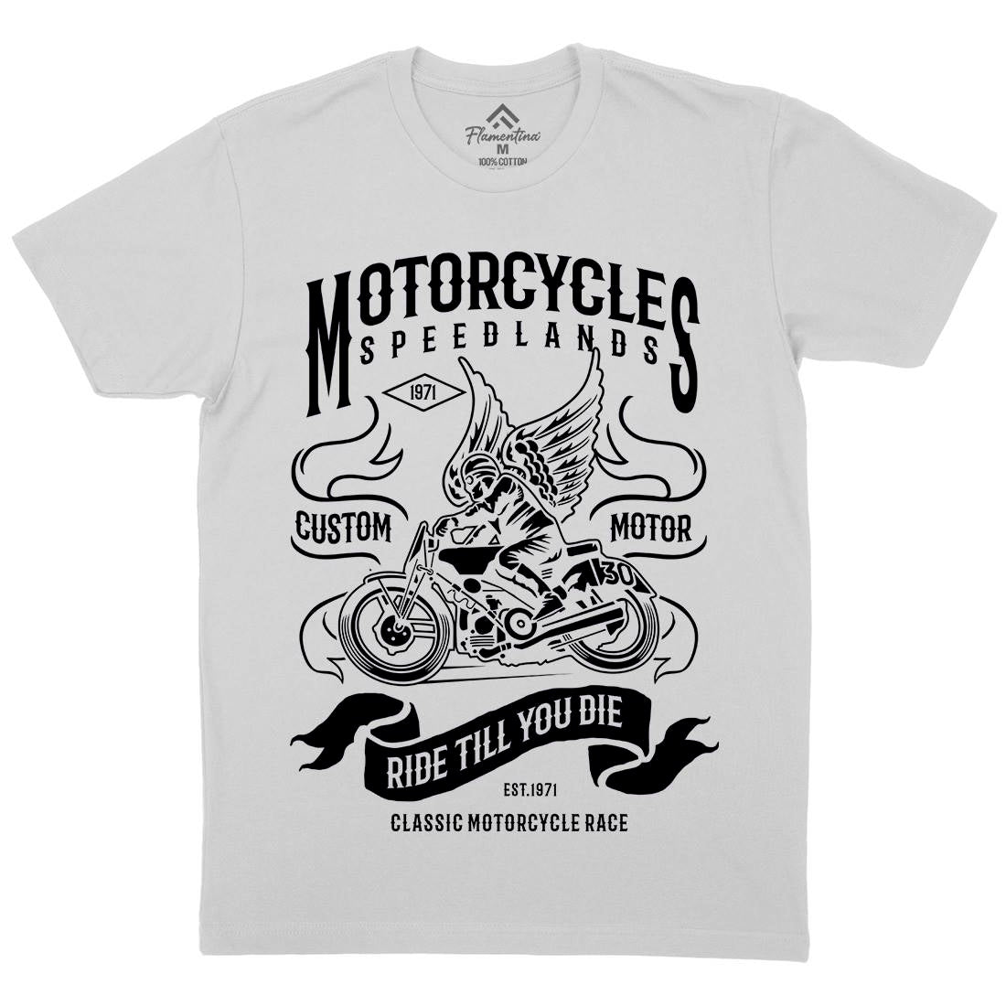 Speed Lands Mens Crew Neck T-Shirt Motorcycles B232