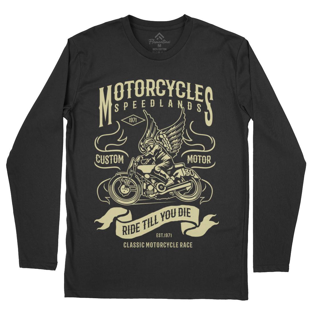 Speed Lands Mens Long Sleeve T-Shirt Motorcycles B232