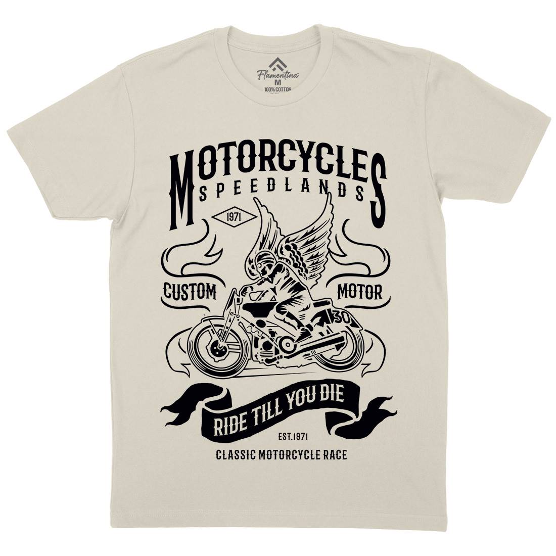 Speed Lands Mens Organic Crew Neck T-Shirt Motorcycles B232