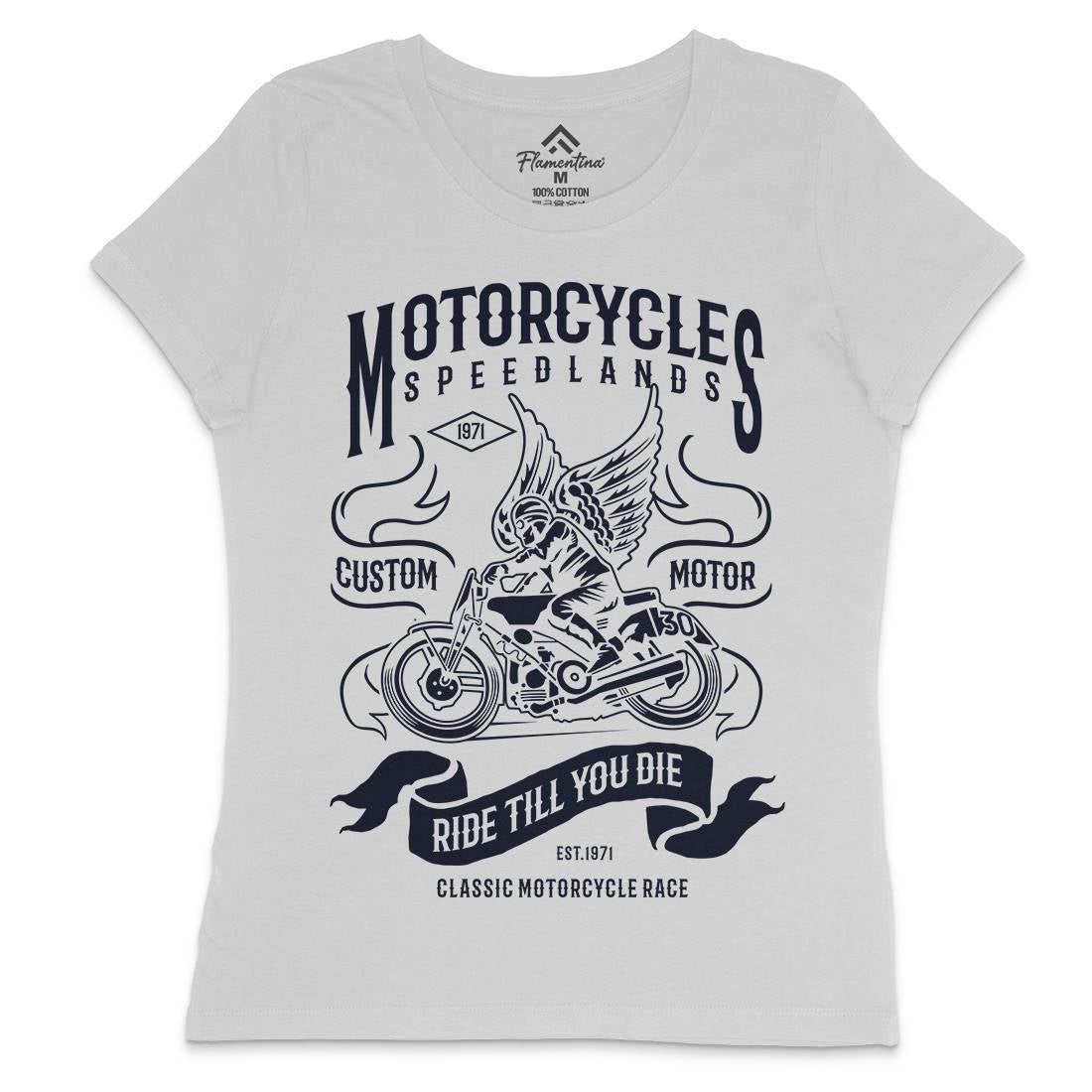 Speed Lands Womens Crew Neck T-Shirt Motorcycles B232