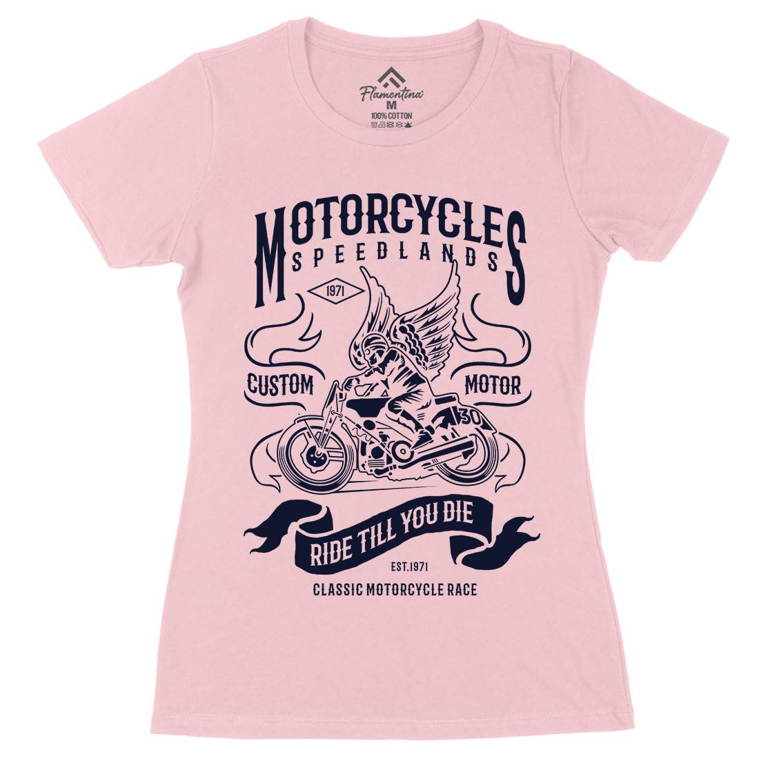 Speed Lands Womens Organic Crew Neck T-Shirt Motorcycles B232