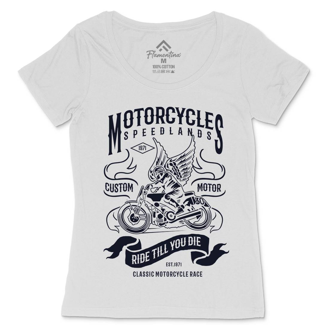 Speed Lands Womens Scoop Neck T-Shirt Motorcycles B232