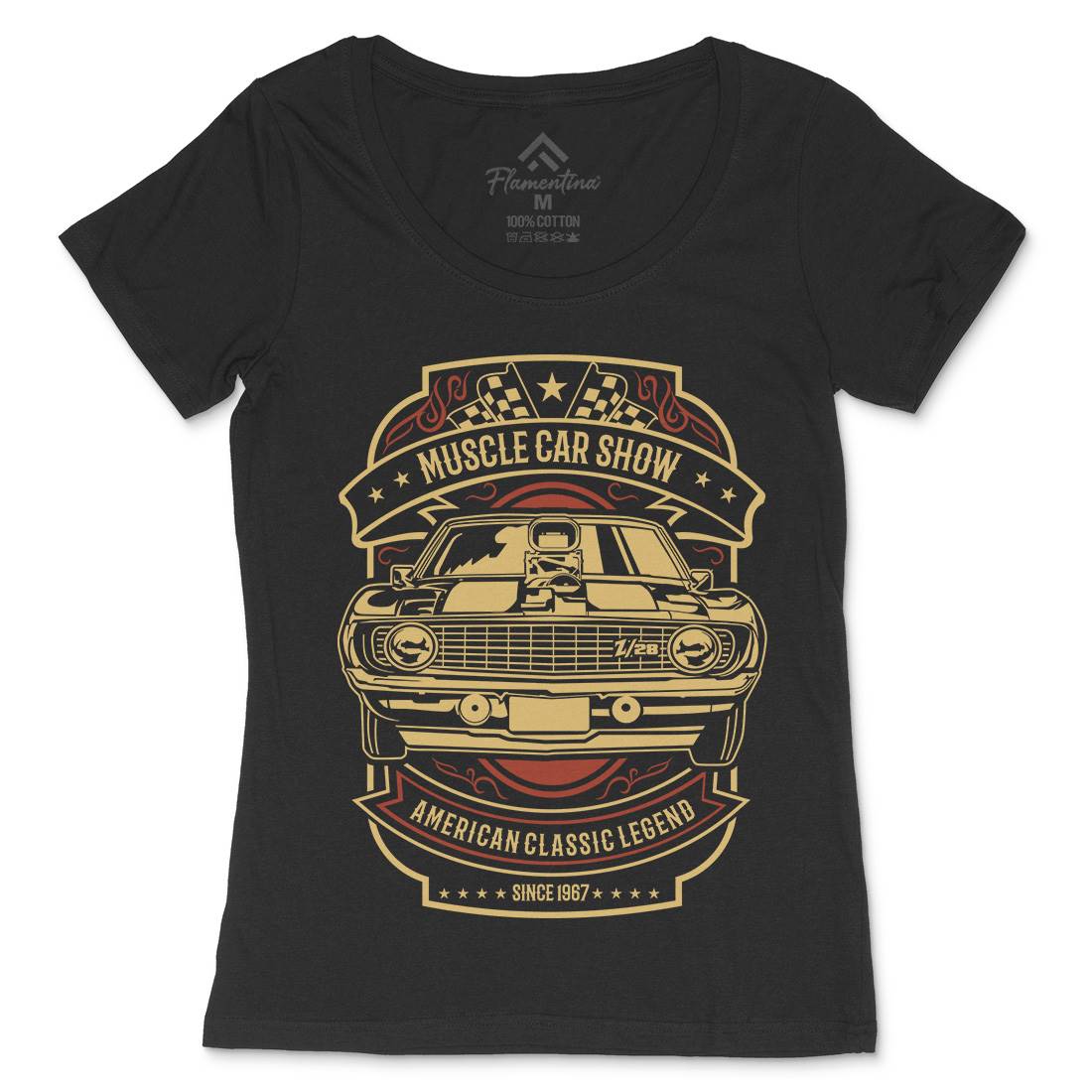 Muscle Car Show Womens Scoop Neck T-Shirt Cars B233