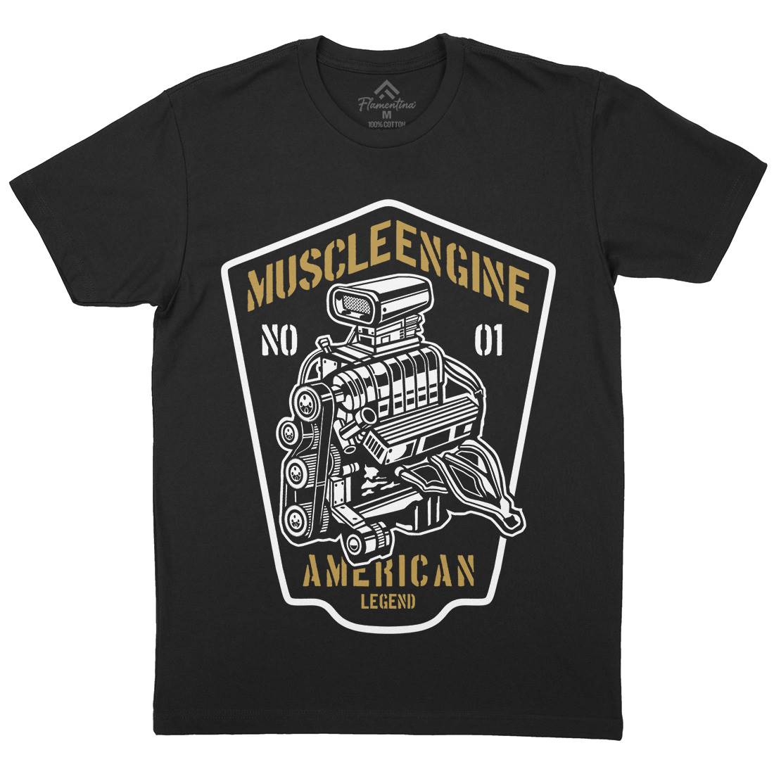 Muscle Engine Mens Organic Crew Neck T-Shirt Cars B234