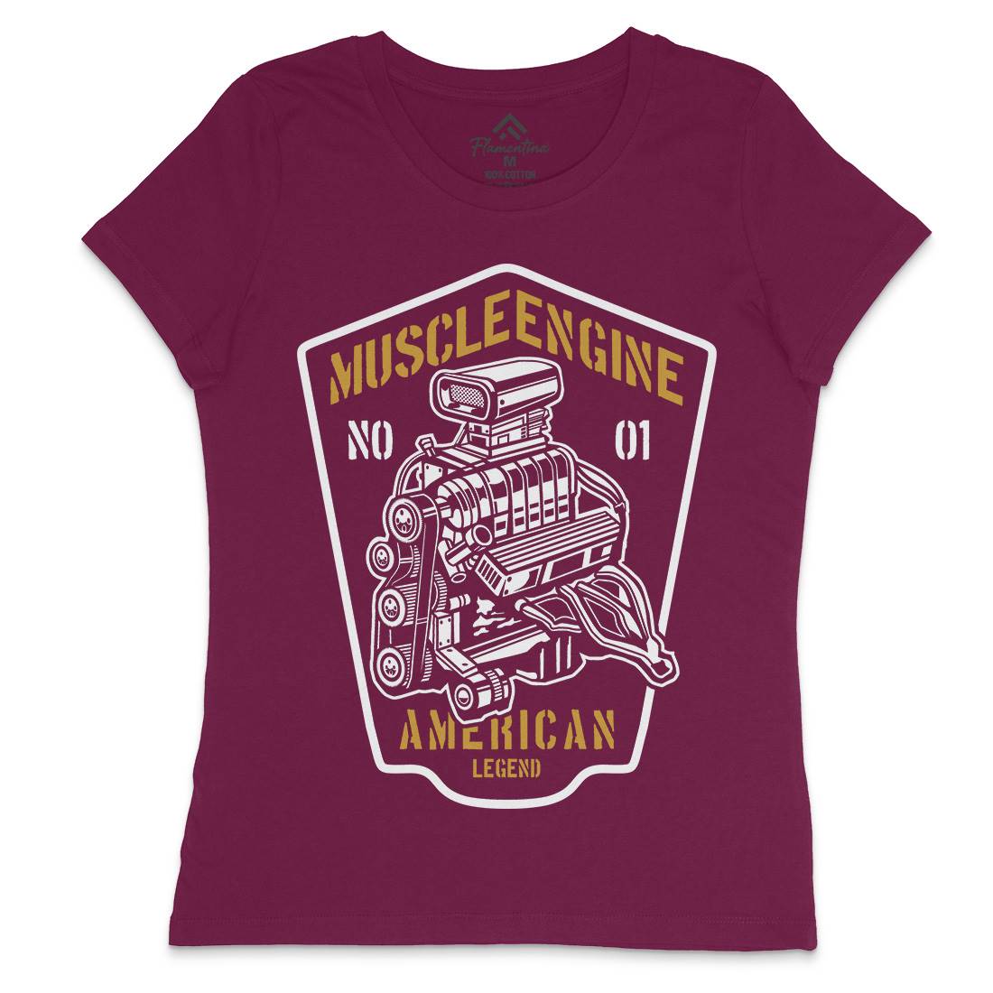 Muscle Engine Womens Crew Neck T-Shirt Cars B234