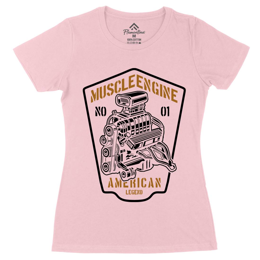 Muscle Engine Womens Organic Crew Neck T-Shirt Cars B234