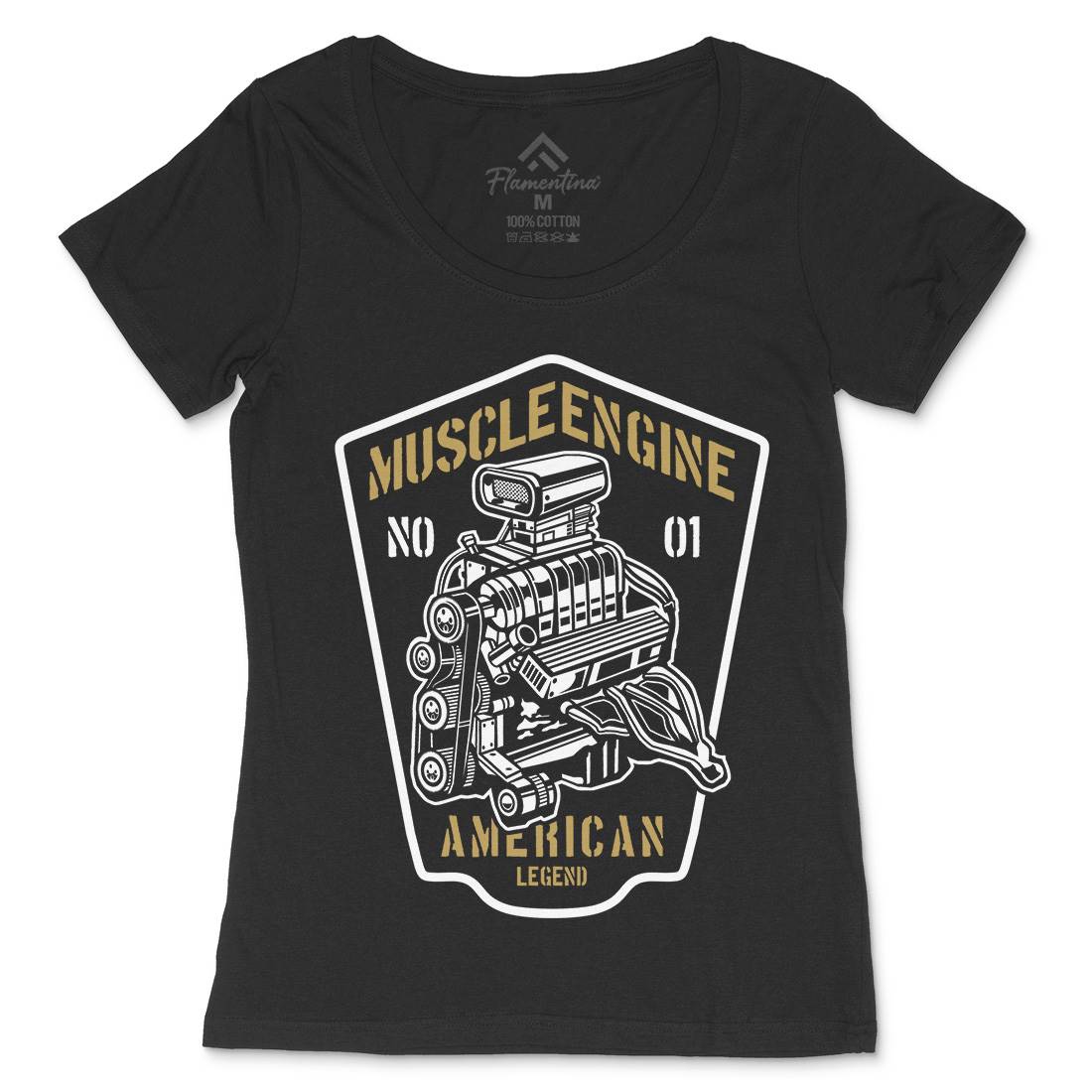 Muscle Engine Womens Scoop Neck T-Shirt Cars B234