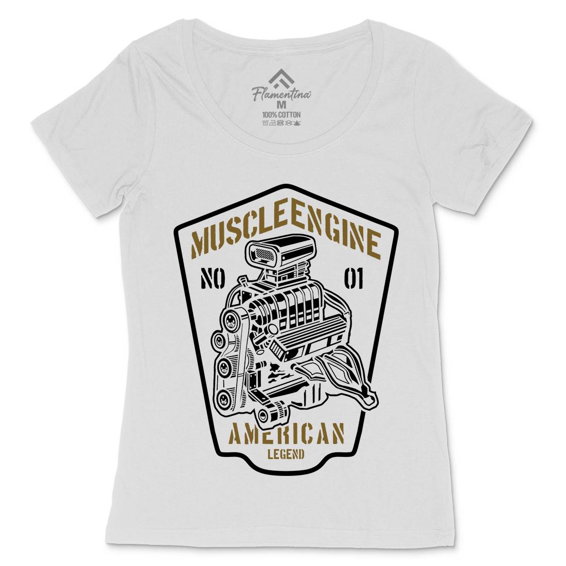Muscle Engine Womens Scoop Neck T-Shirt Cars B234