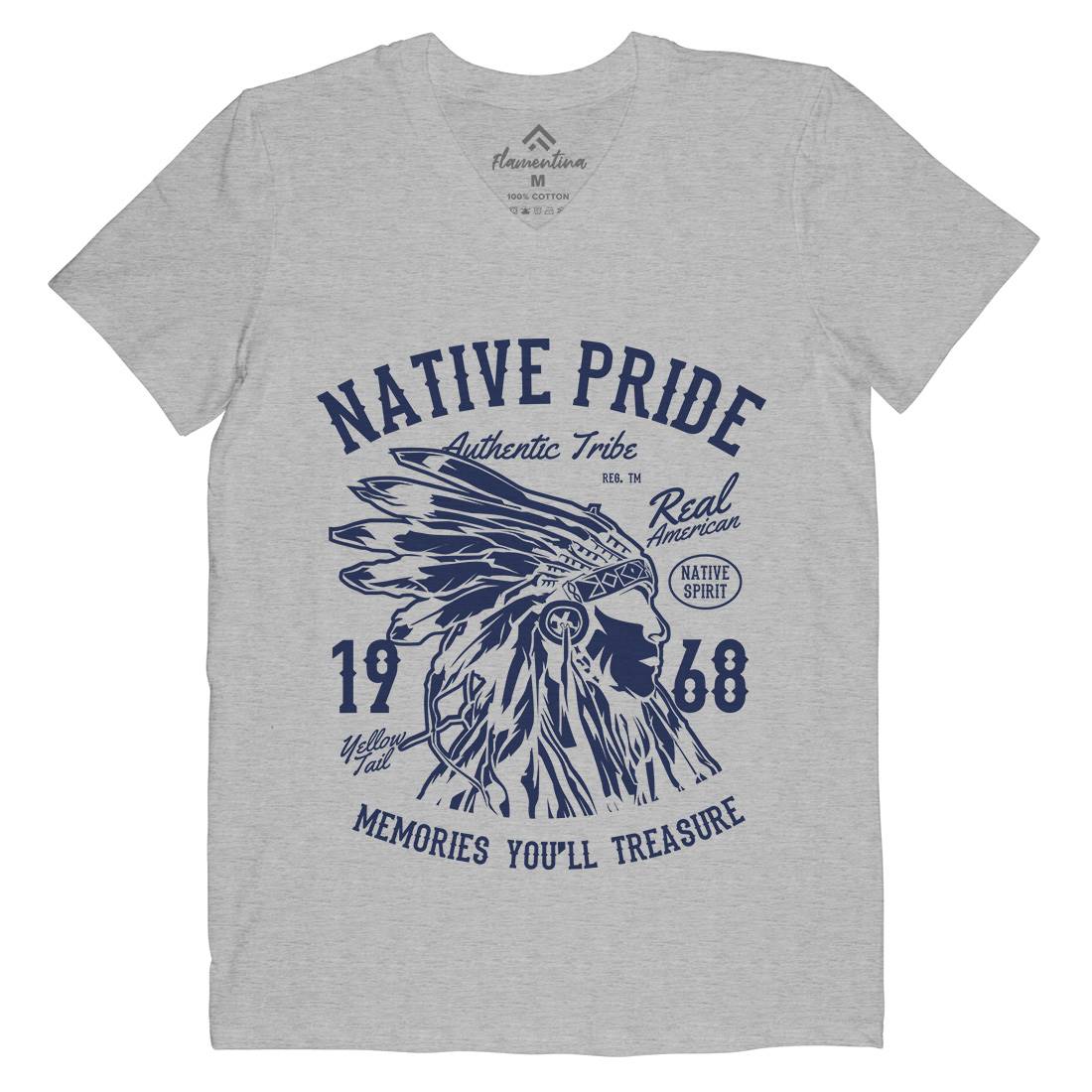 Native Pride Mens Organic V-Neck T-Shirt American B235