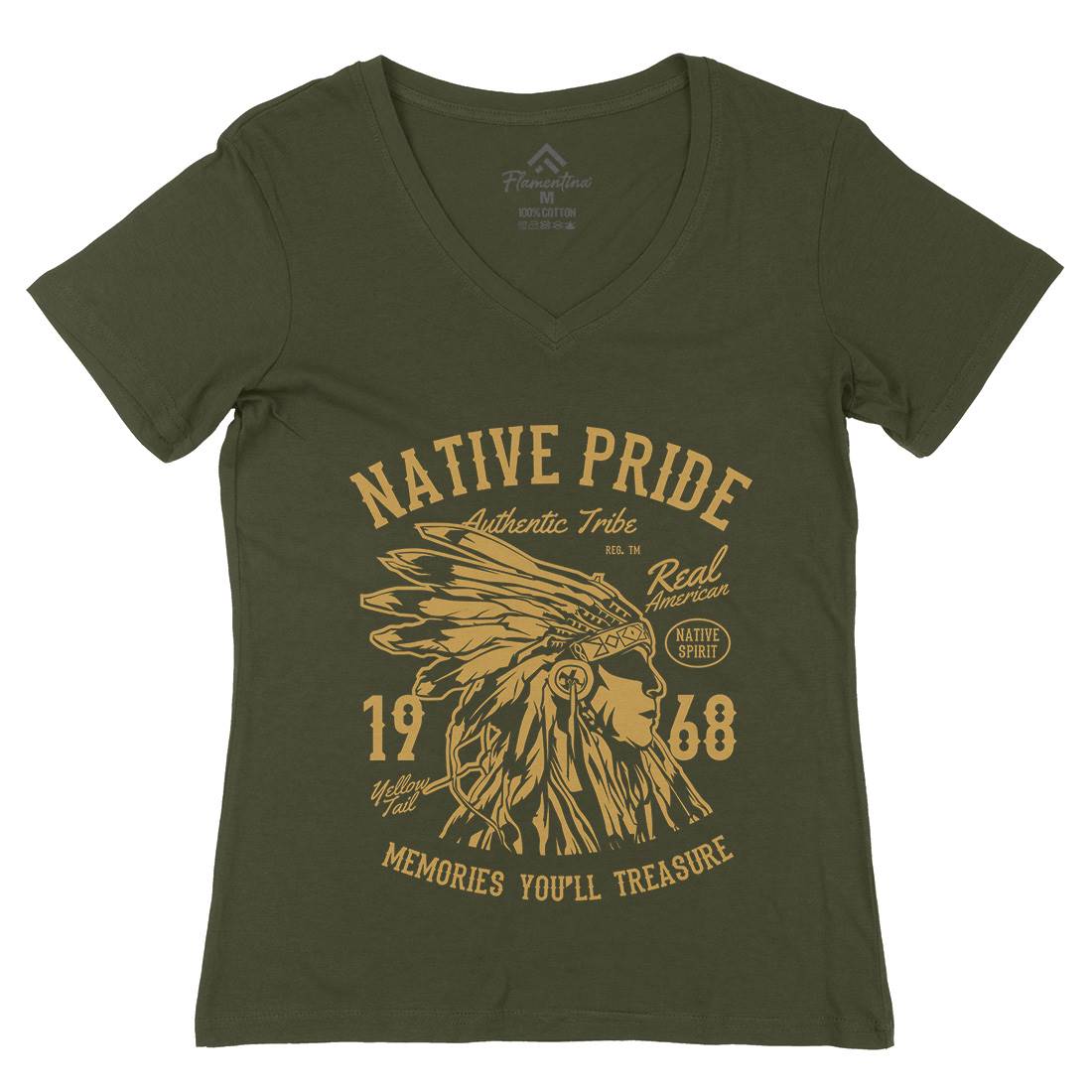 Native Pride Womens Organic V-Neck T-Shirt American B235