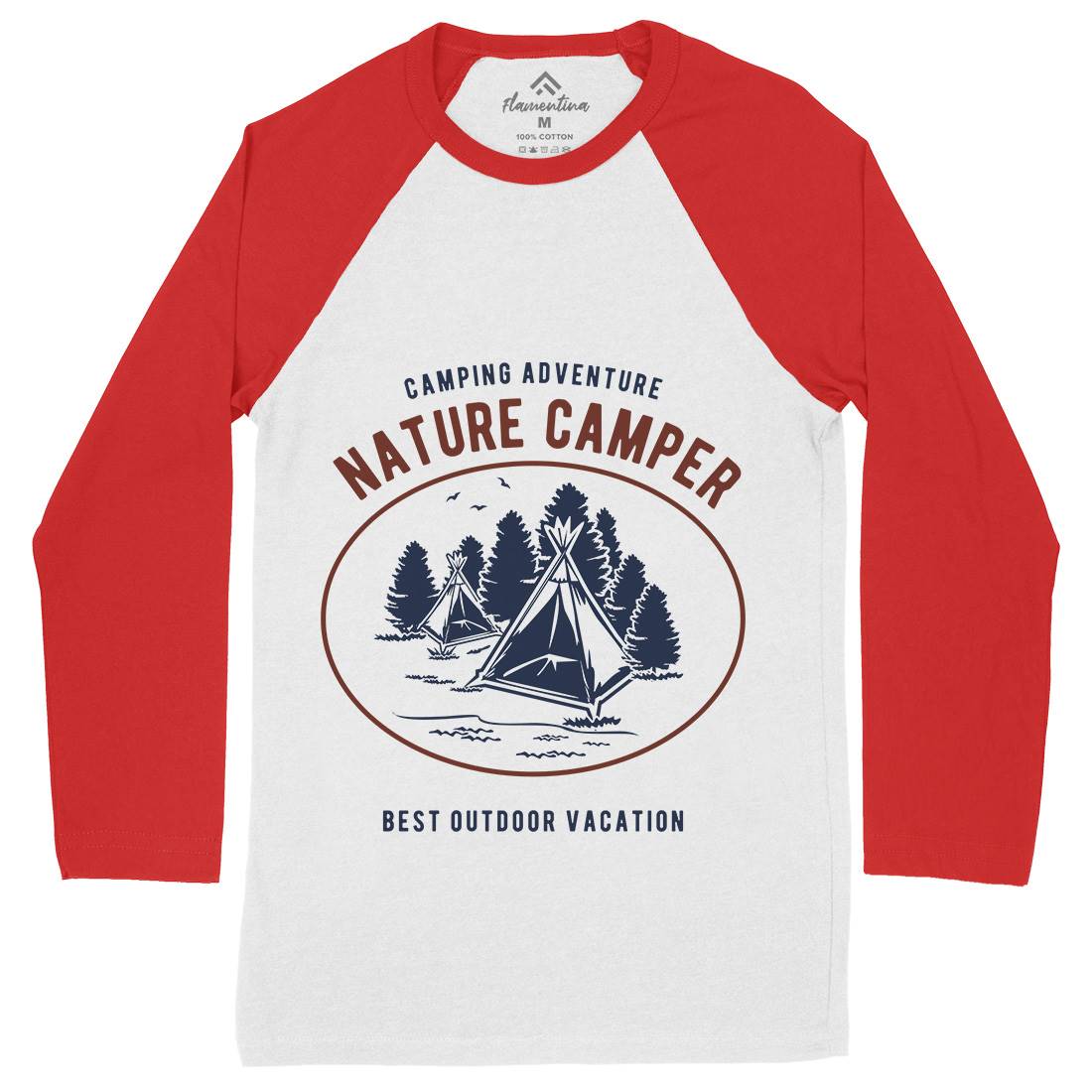 Camper Mens Long Sleeve Baseball T-Shirt Nature B236