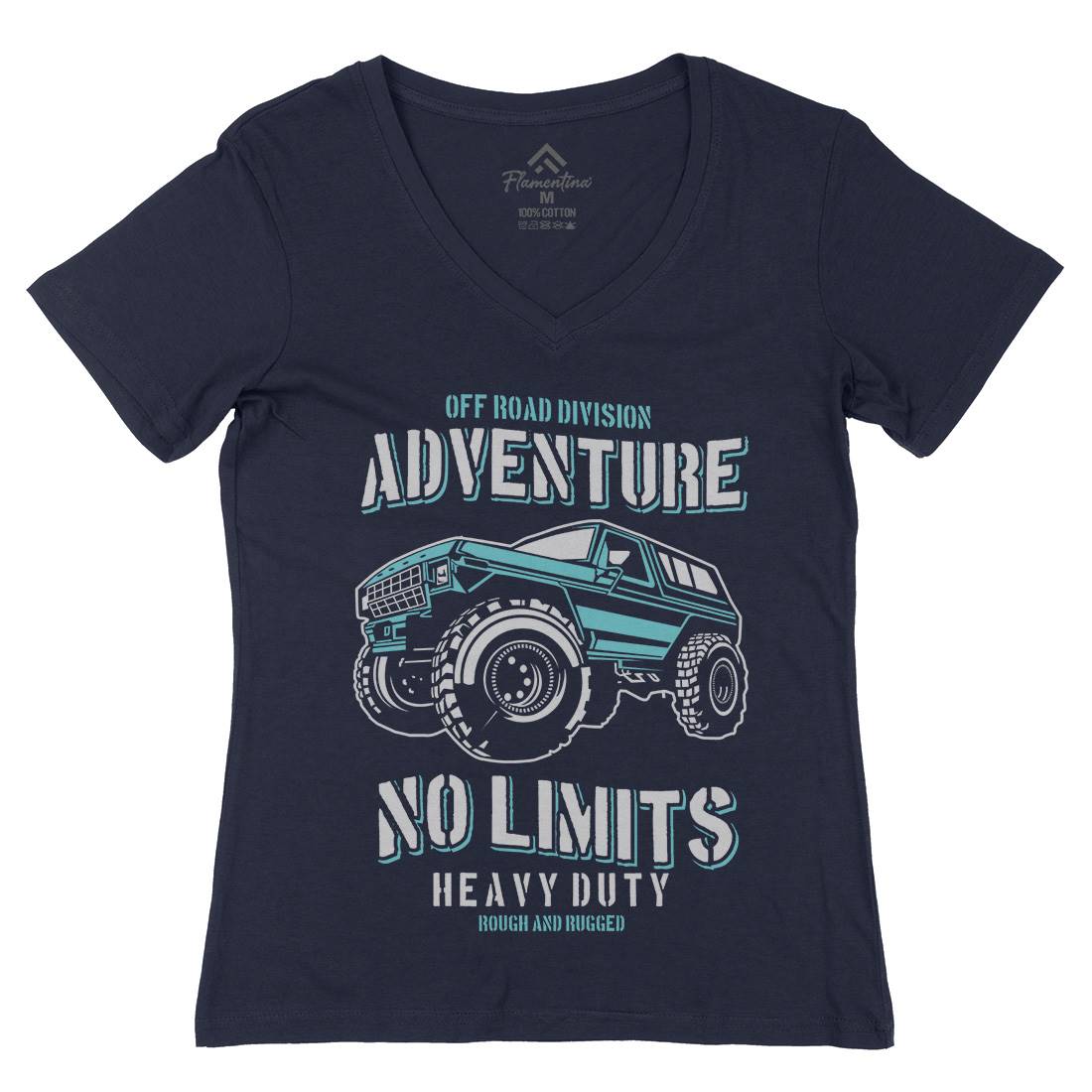 No Limits Womens Organic V-Neck T-Shirt Cars B237