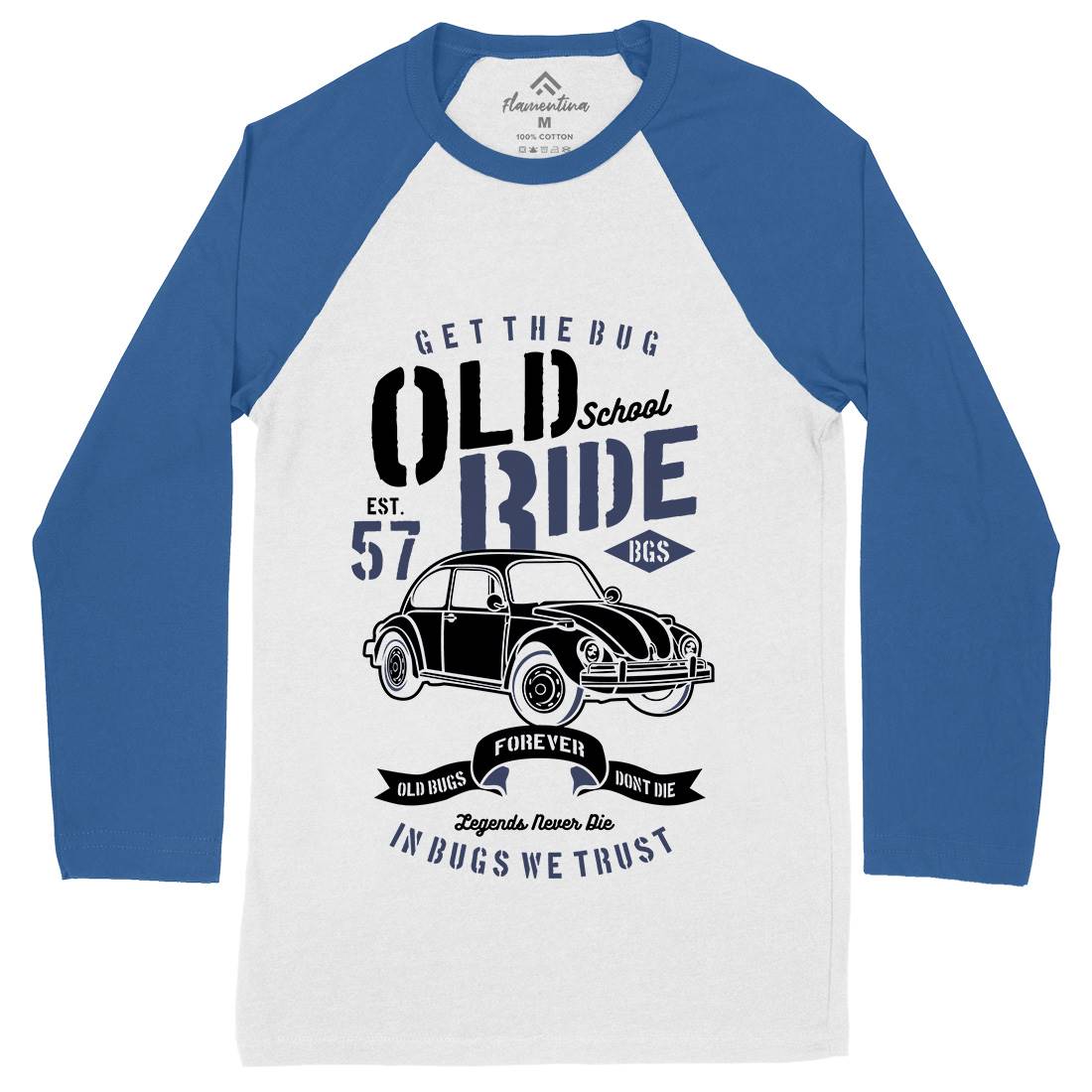 Old School Ride Mens Long Sleeve Baseball T-Shirt Cars B239
