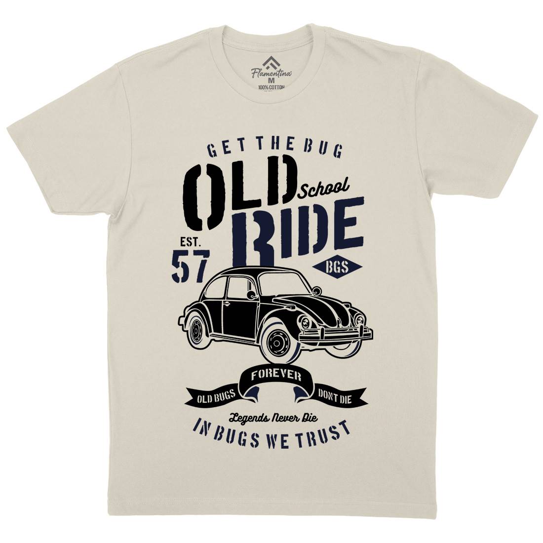 Old School Ride Mens Organic Crew Neck T-Shirt Cars B239