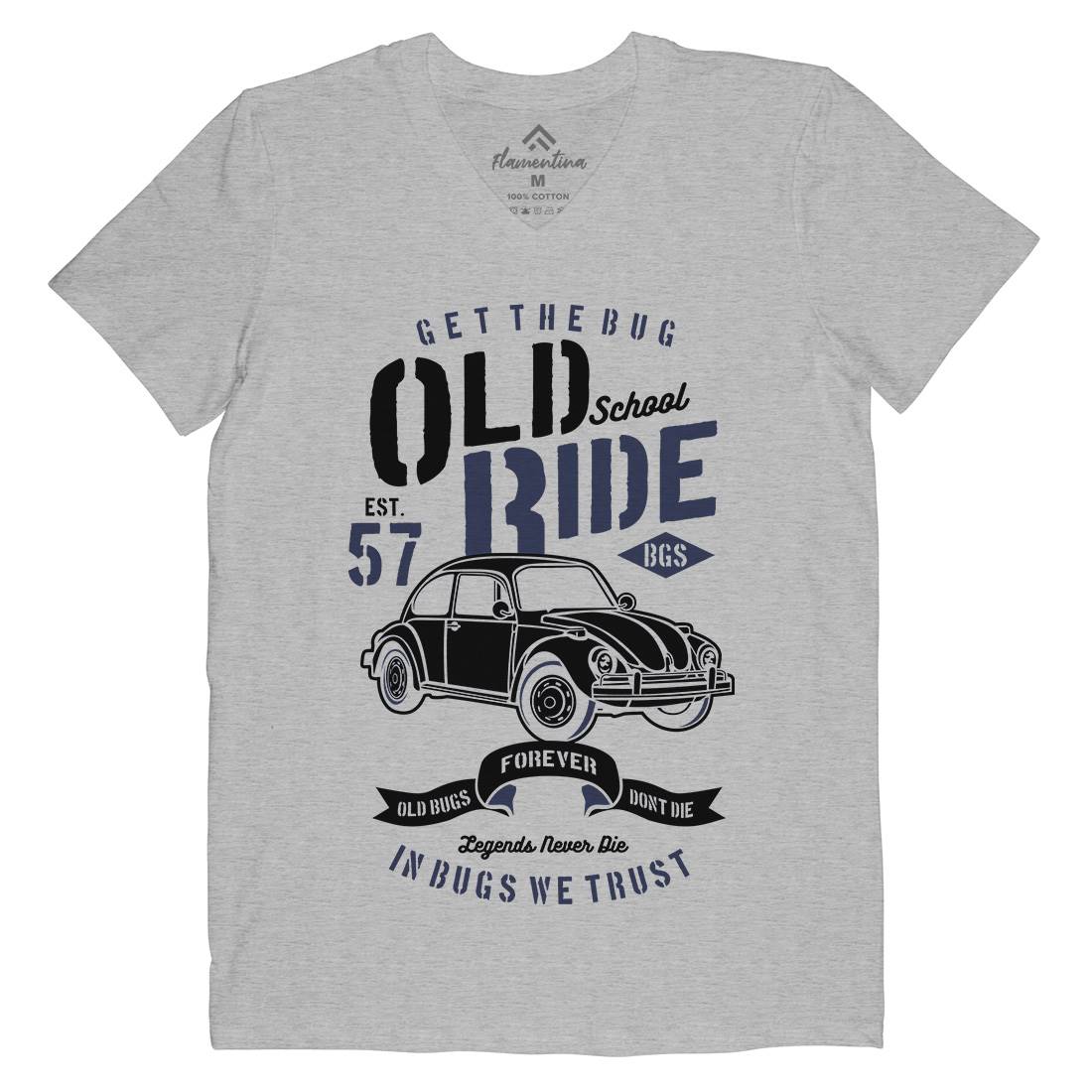 Old School Ride Mens Organic V-Neck T-Shirt Cars B239