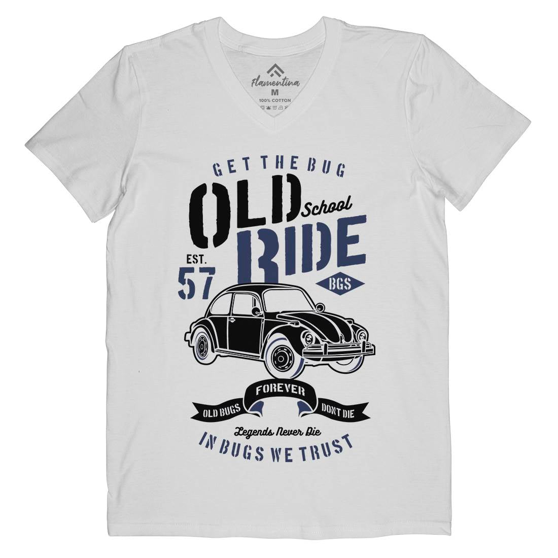 Old School Ride Mens Organic V-Neck T-Shirt Cars B239