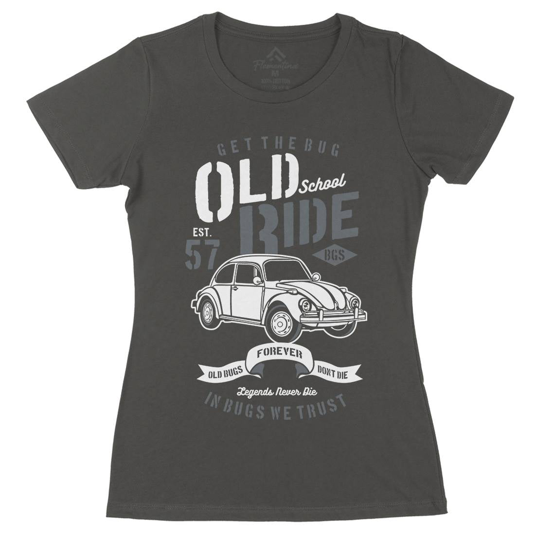 Old School Ride Womens Organic Crew Neck T-Shirt Cars B239