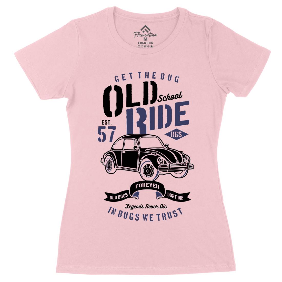 Old School Ride Womens Organic Crew Neck T-Shirt Cars B239