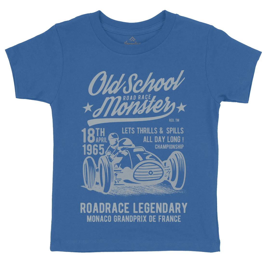 Old School Road Race Monster Kids Crew Neck T-Shirt Cars B240