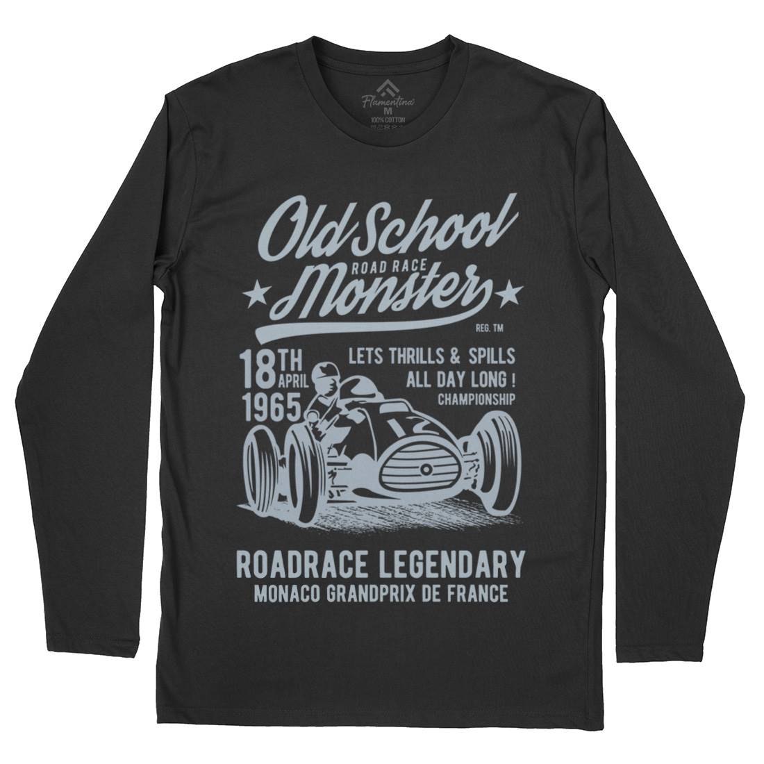 Old School Road Race Monster Mens Long Sleeve T-Shirt Cars B240