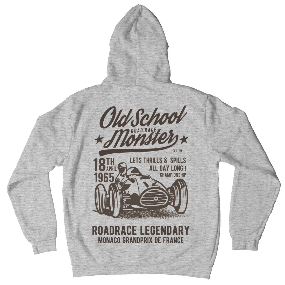 Old School Road Race Monster Mens Hoodie With Pocket Cars B240
