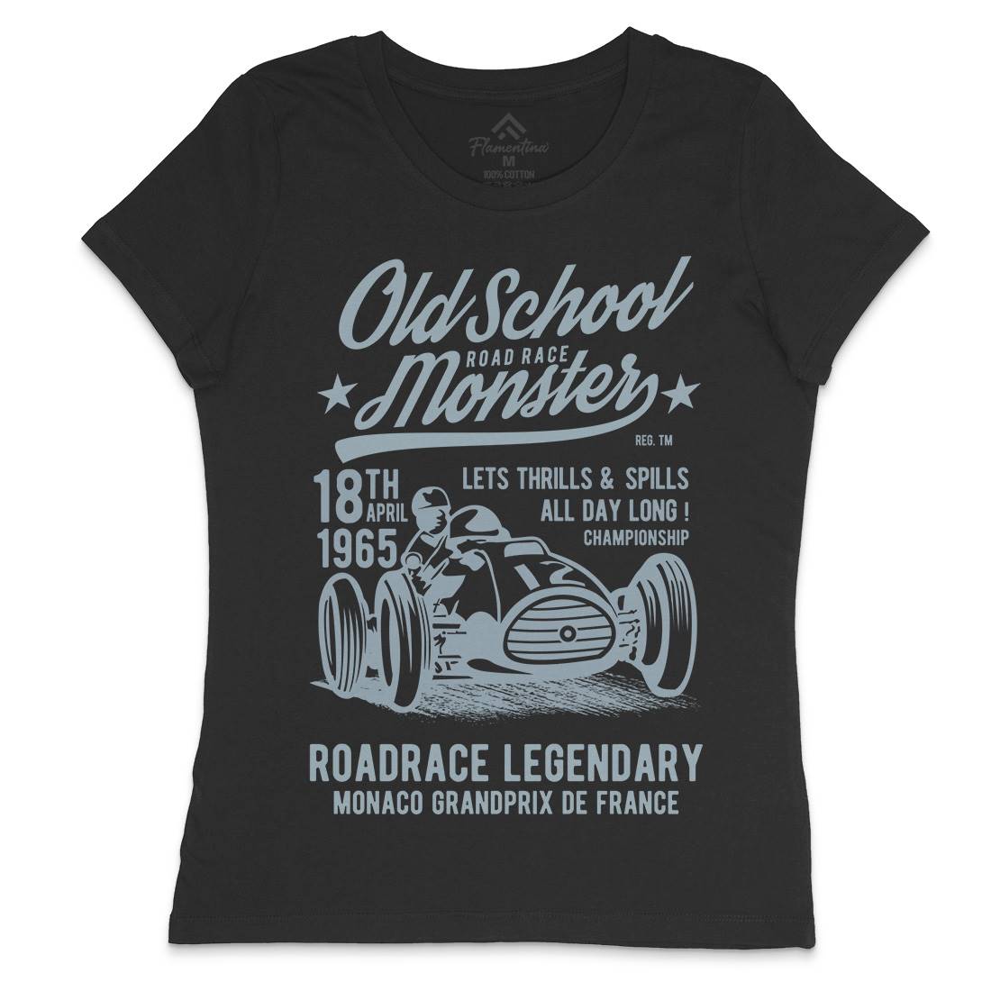 Old School Road Race Monster Womens Crew Neck T-Shirt Cars B240