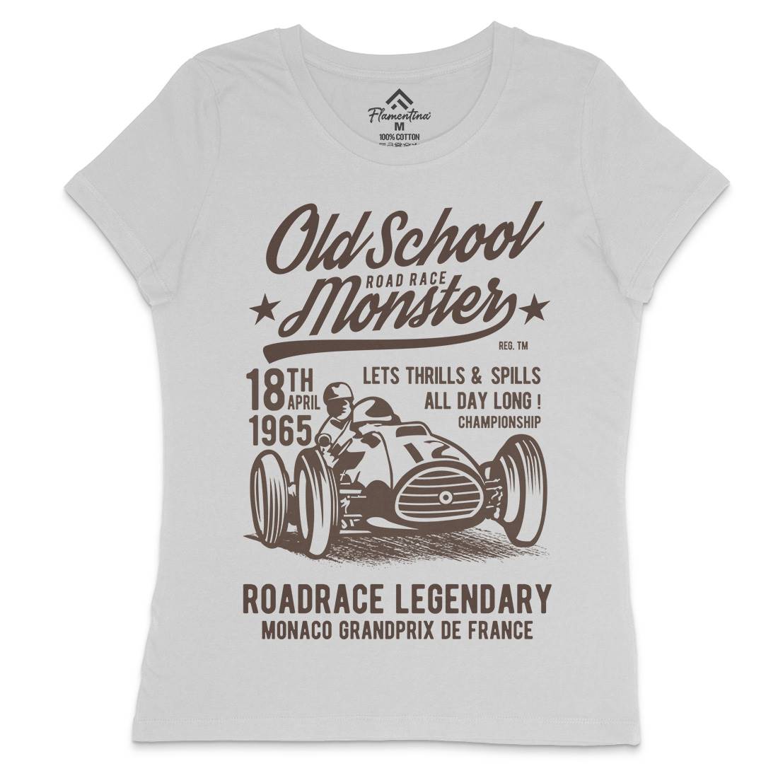 Old School Road Race Monster Womens Crew Neck T-Shirt Cars B240