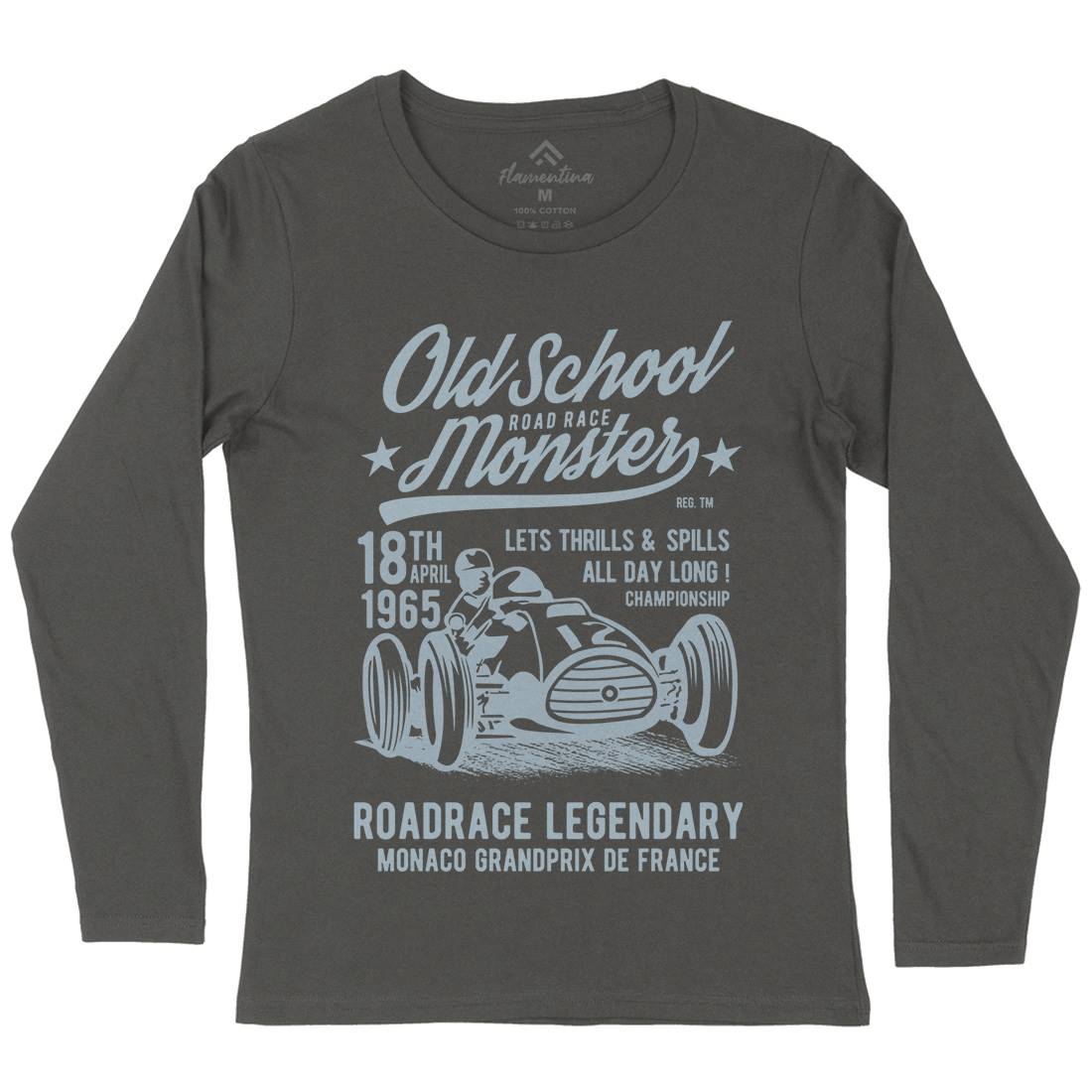 Old School Road Race Monster Womens Long Sleeve T-Shirt Cars B240