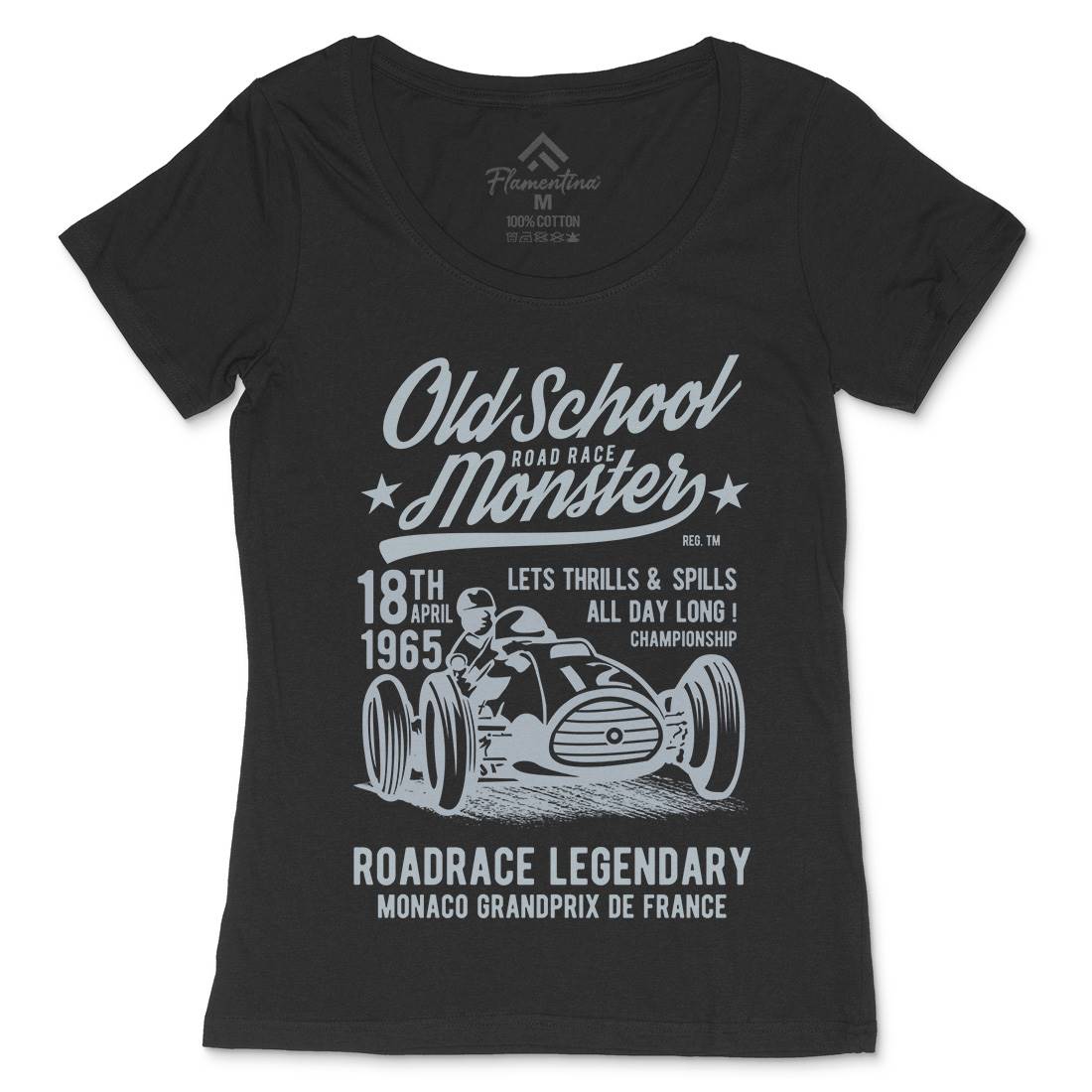 Old School Road Race Monster Womens Scoop Neck T-Shirt Cars B240