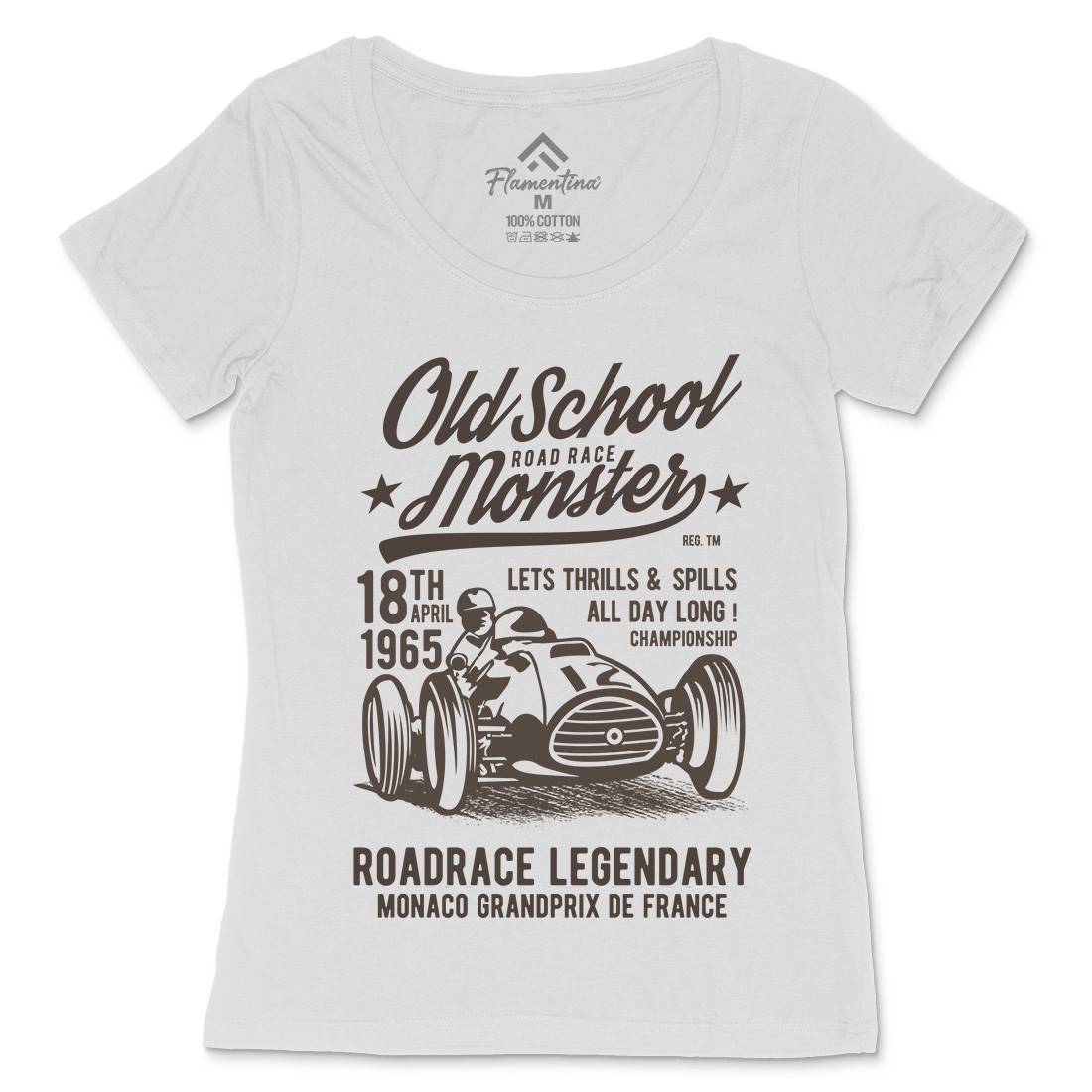 Old School Road Race Monster Womens Scoop Neck T-Shirt Cars B240