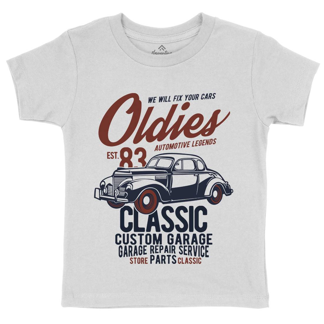 Oldies Kids Organic Crew Neck T-Shirt Cars B241