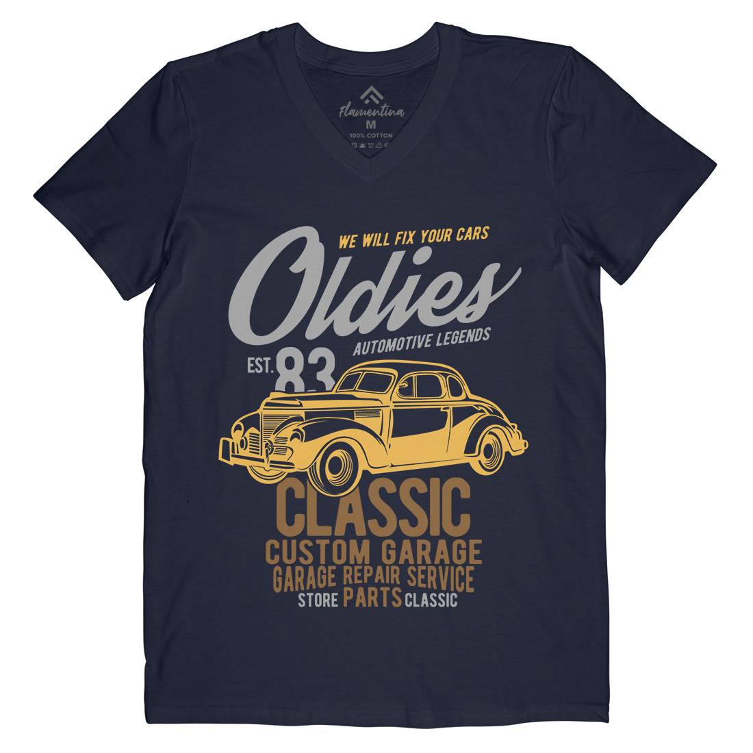 Oldies Mens V-Neck T-Shirt Cars B241