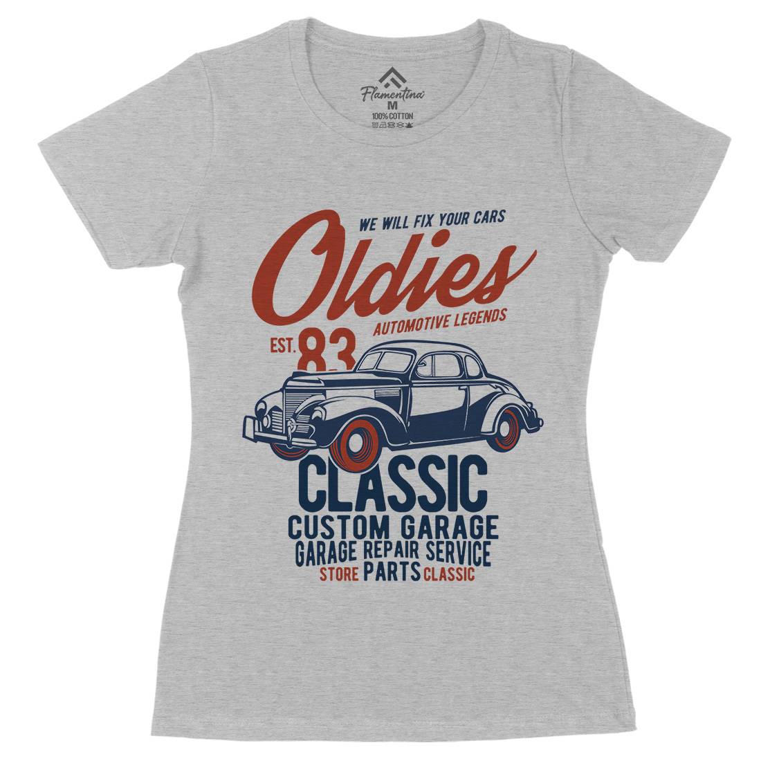 Oldies Womens Organic Crew Neck T-Shirt Cars B241
