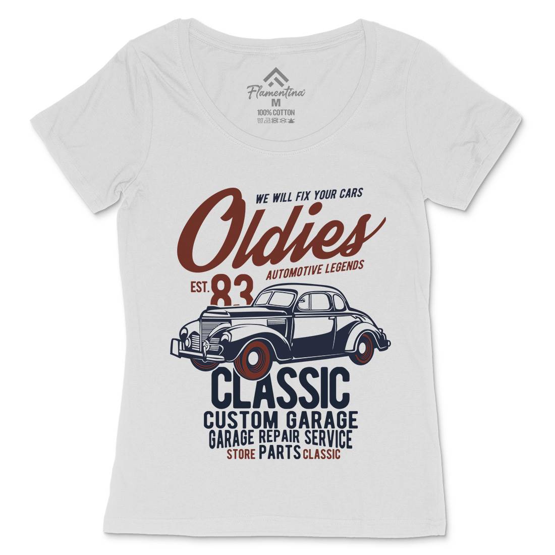 Oldies Womens Scoop Neck T-Shirt Cars B241