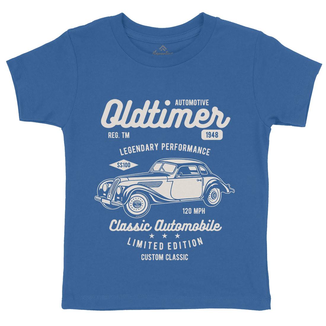 Oldtimer Kids Organic Crew Neck T-Shirt Cars B242