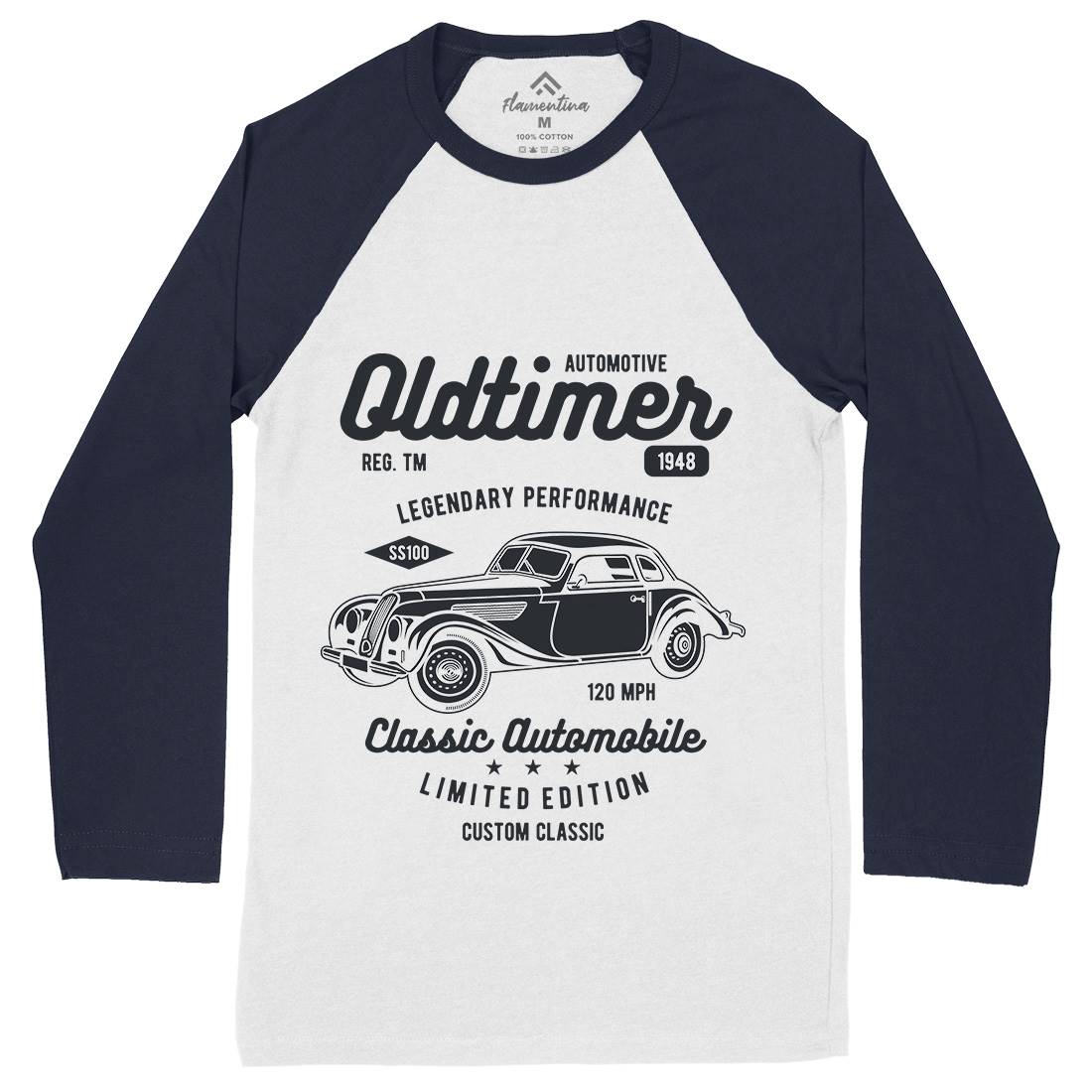 Oldtimer Mens Long Sleeve Baseball T-Shirt Cars B242