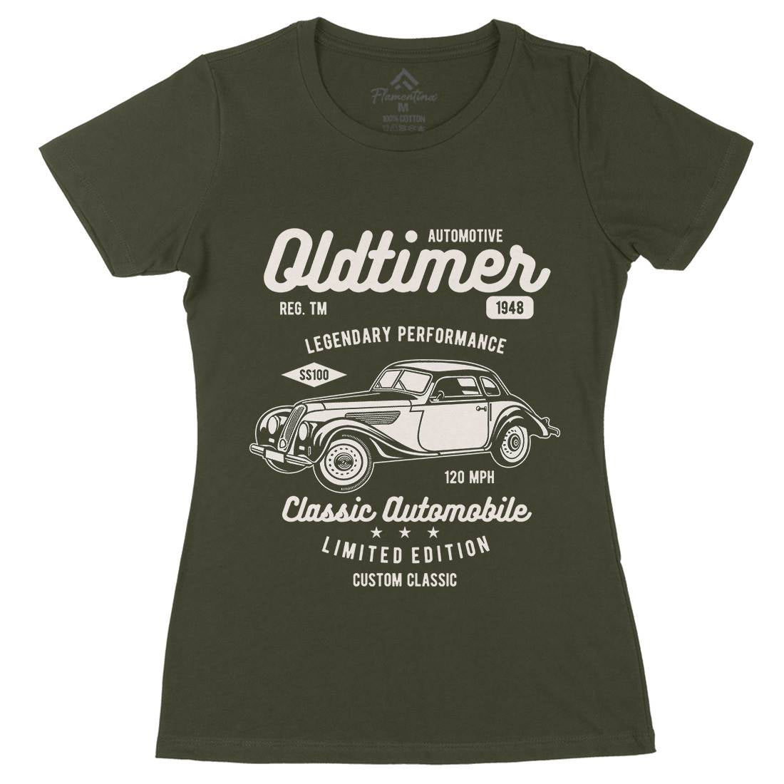 Oldtimer Womens Organic Crew Neck T-Shirt Cars B242