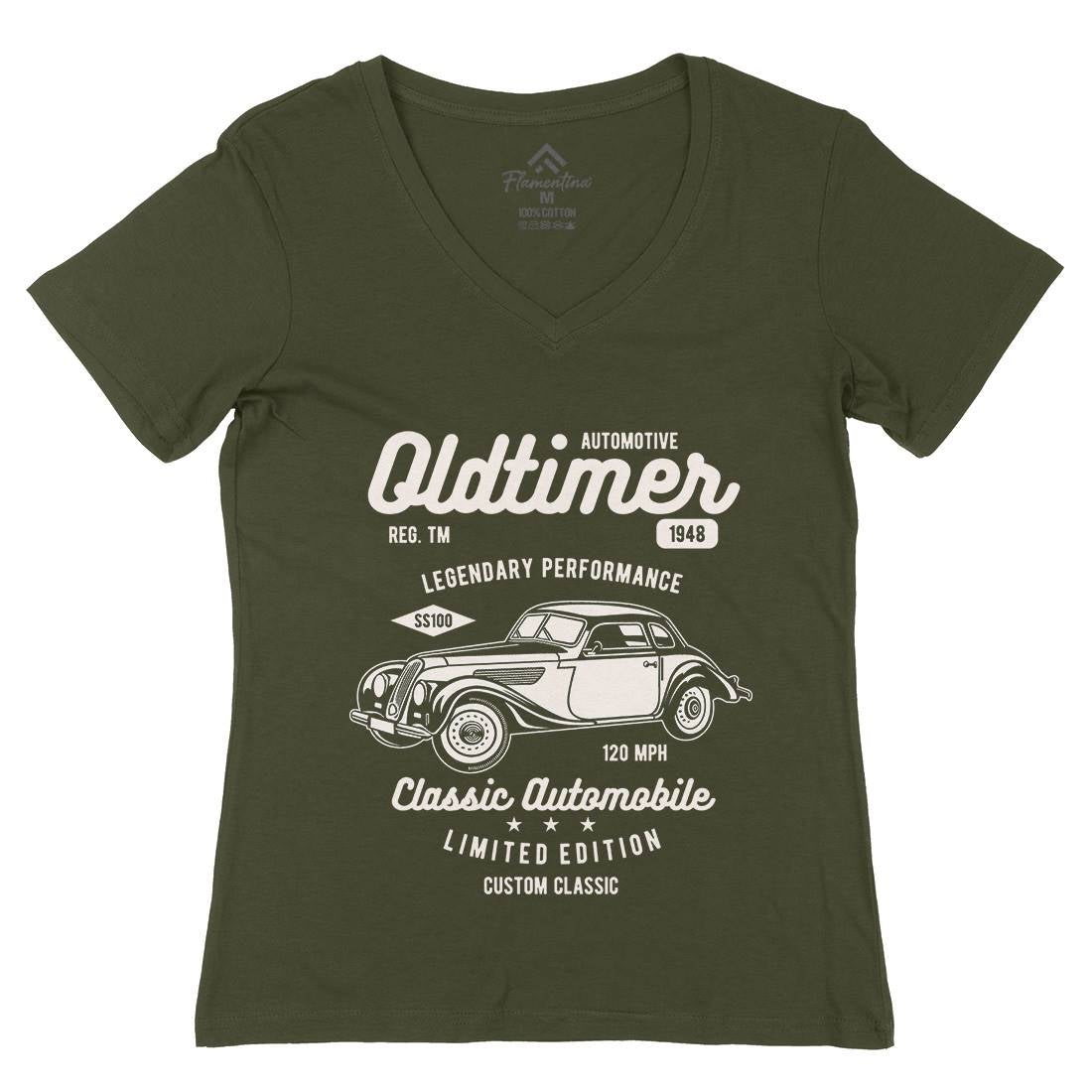 Oldtimer Womens Organic V-Neck T-Shirt Cars B242