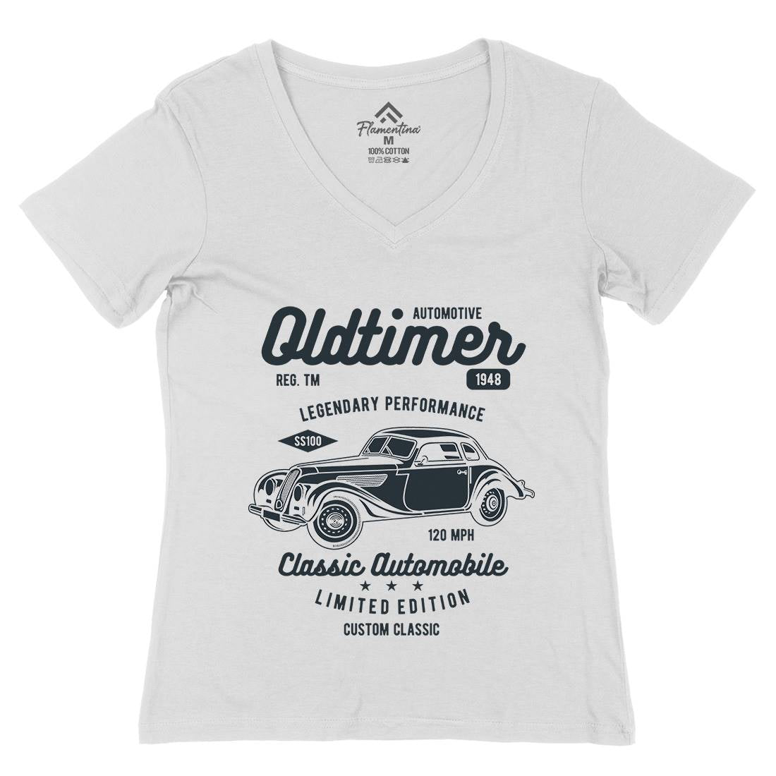 Oldtimer Womens Organic V-Neck T-Shirt Cars B242