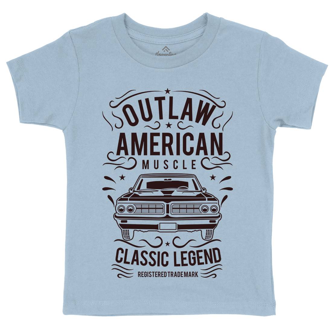 Outlaw American Muscle Kids Organic Crew Neck T-Shirt Cars B243