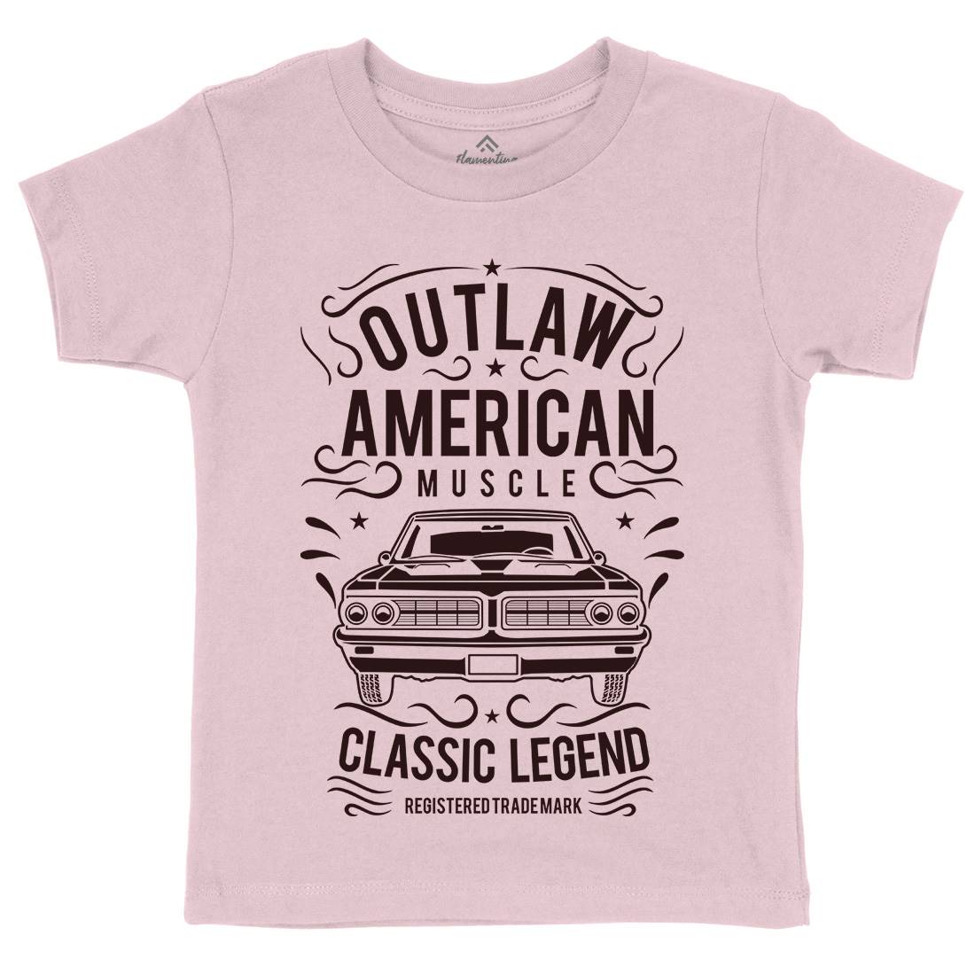 Outlaw American Muscle Kids Organic Crew Neck T-Shirt Cars B243