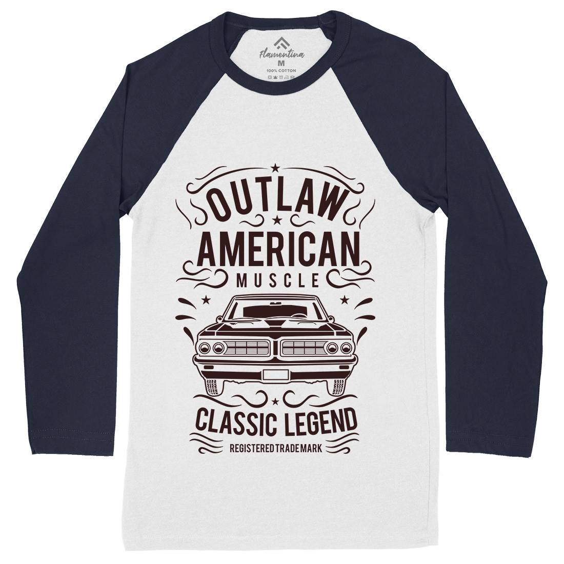 Outlaw American Muscle Mens Long Sleeve Baseball T-Shirt Cars B243