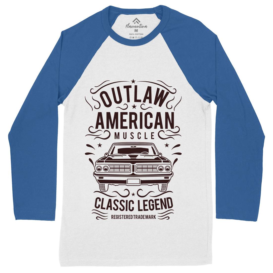 Outlaw American Muscle Mens Long Sleeve Baseball T-Shirt Cars B243