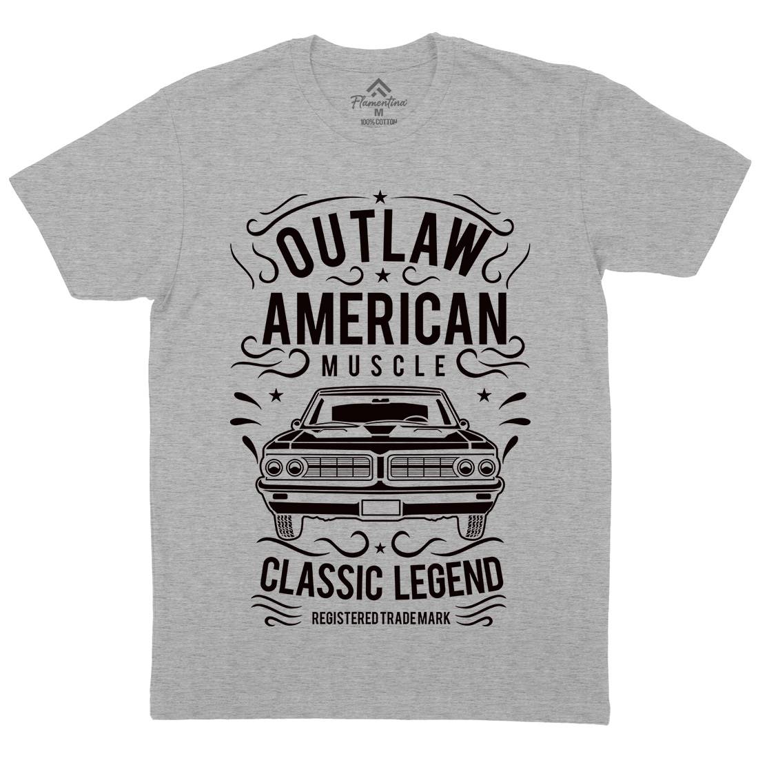 Outlaw American Muscle Mens Organic Crew Neck T-Shirt Cars B243