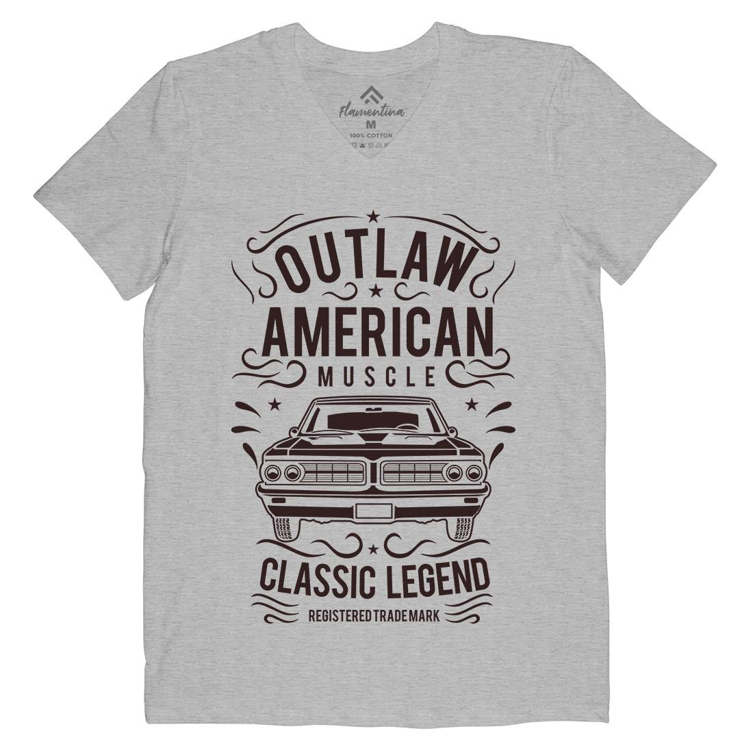 Outlaw American Muscle Mens V-Neck T-Shirt Cars B243